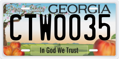 GA license plate CTW0035
