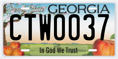 GA license plate CTW0037