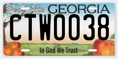 GA license plate CTW0038
