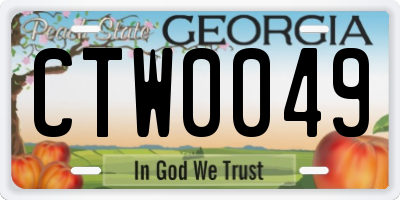 GA license plate CTW0049