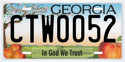 GA license plate CTW0052