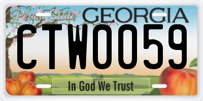 GA license plate CTW0059