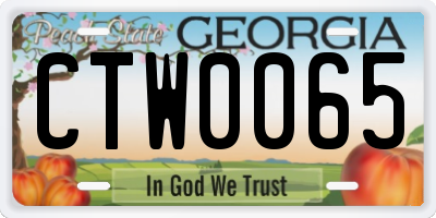 GA license plate CTW0065