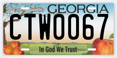 GA license plate CTW0067