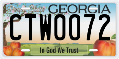 GA license plate CTW0072