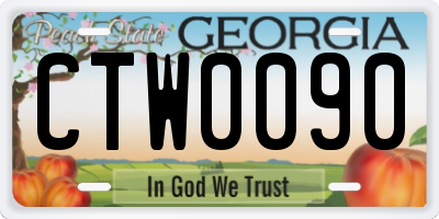 GA license plate CTW0090