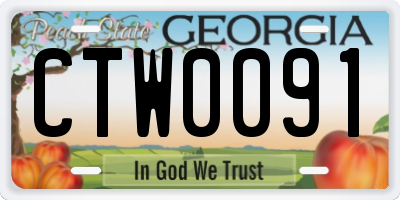 GA license plate CTW0091
