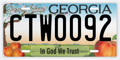 GA license plate CTW0092