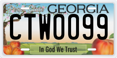 GA license plate CTW0099