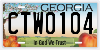 GA license plate CTW0104