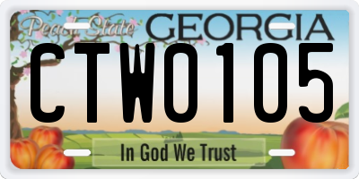 GA license plate CTW0105