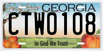 GA license plate CTW0108