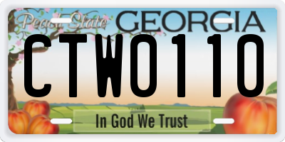 GA license plate CTW0110