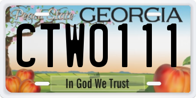 GA license plate CTW0111