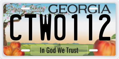 GA license plate CTW0112