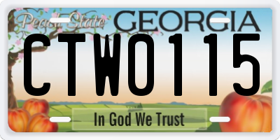 GA license plate CTW0115