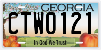 GA license plate CTW0121