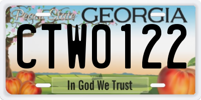 GA license plate CTW0122