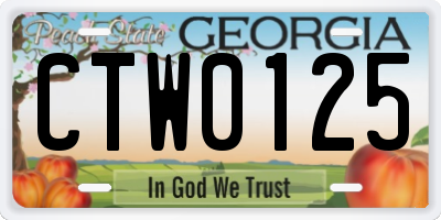 GA license plate CTW0125