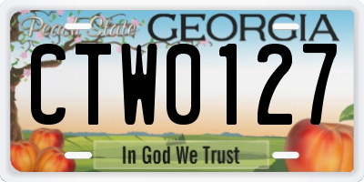 GA license plate CTW0127