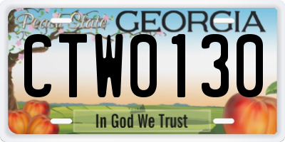 GA license plate CTW0130