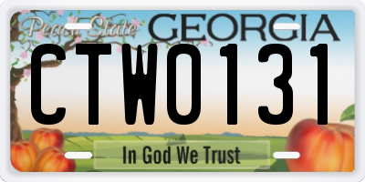 GA license plate CTW0131