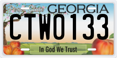 GA license plate CTW0133