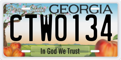 GA license plate CTW0134
