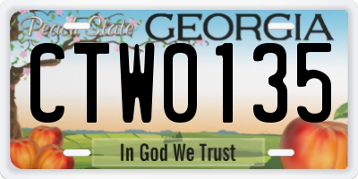 GA license plate CTW0135