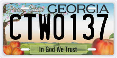 GA license plate CTW0137
