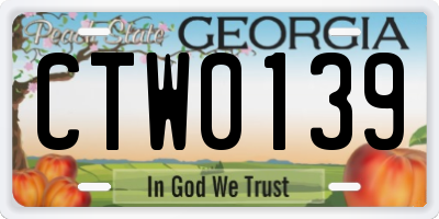 GA license plate CTW0139