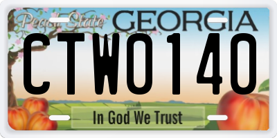 GA license plate CTW0140