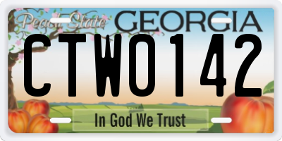 GA license plate CTW0142