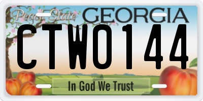 GA license plate CTW0144