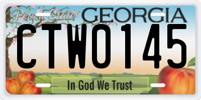 GA license plate CTW0145