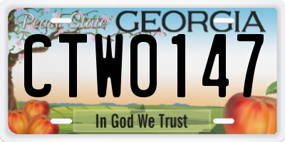 GA license plate CTW0147
