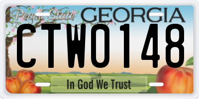 GA license plate CTW0148