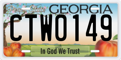 GA license plate CTW0149