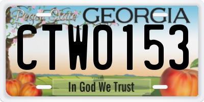 GA license plate CTW0153