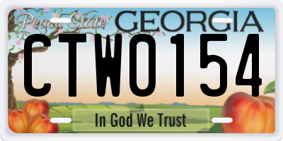 GA license plate CTW0154