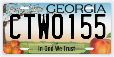 GA license plate CTW0155