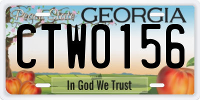 GA license plate CTW0156