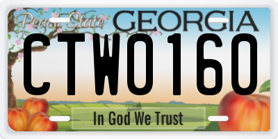 GA license plate CTW0160