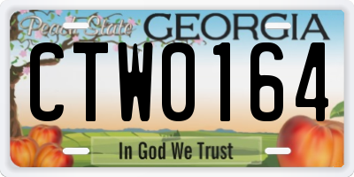 GA license plate CTW0164