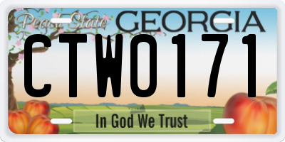 GA license plate CTW0171