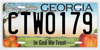 GA license plate CTW0179