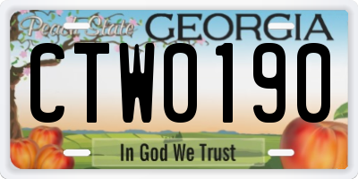 GA license plate CTW0190