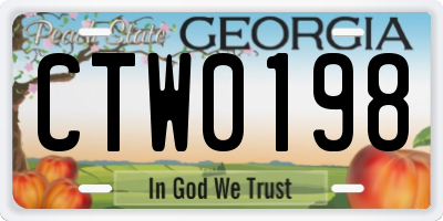 GA license plate CTW0198