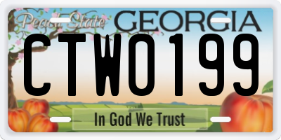 GA license plate CTW0199