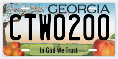 GA license plate CTW0200